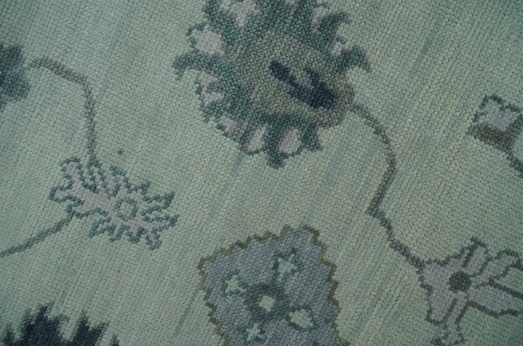 Antique multi size Hand Knotted Beige and Silver Traditional Floral Oushak wool Area Rug
