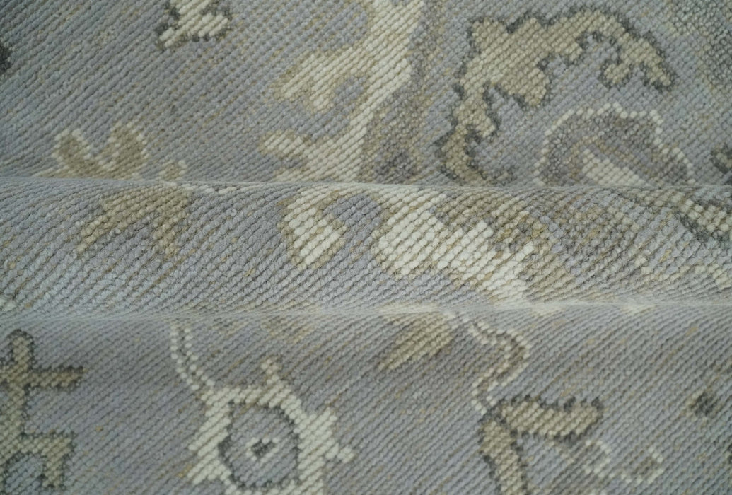 Antique Style Pastel Silver, Beige and Gray Low Pile Multi Size Oushak wool Area Rug