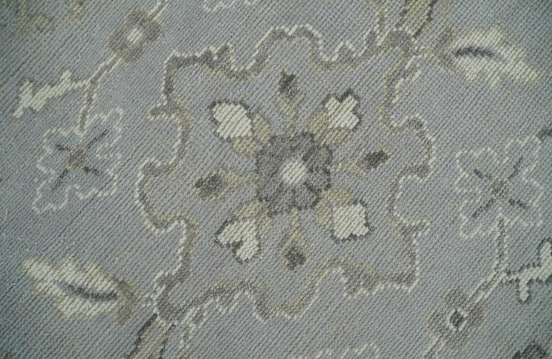 Antique Style Pastel Silver, Beige and Gray Low Pile Multi Size Oushak wool Area Rug