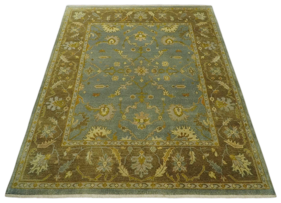 Antique Traditional Persian Gray and Brown 8x10 Hand Knotted Wool Rug