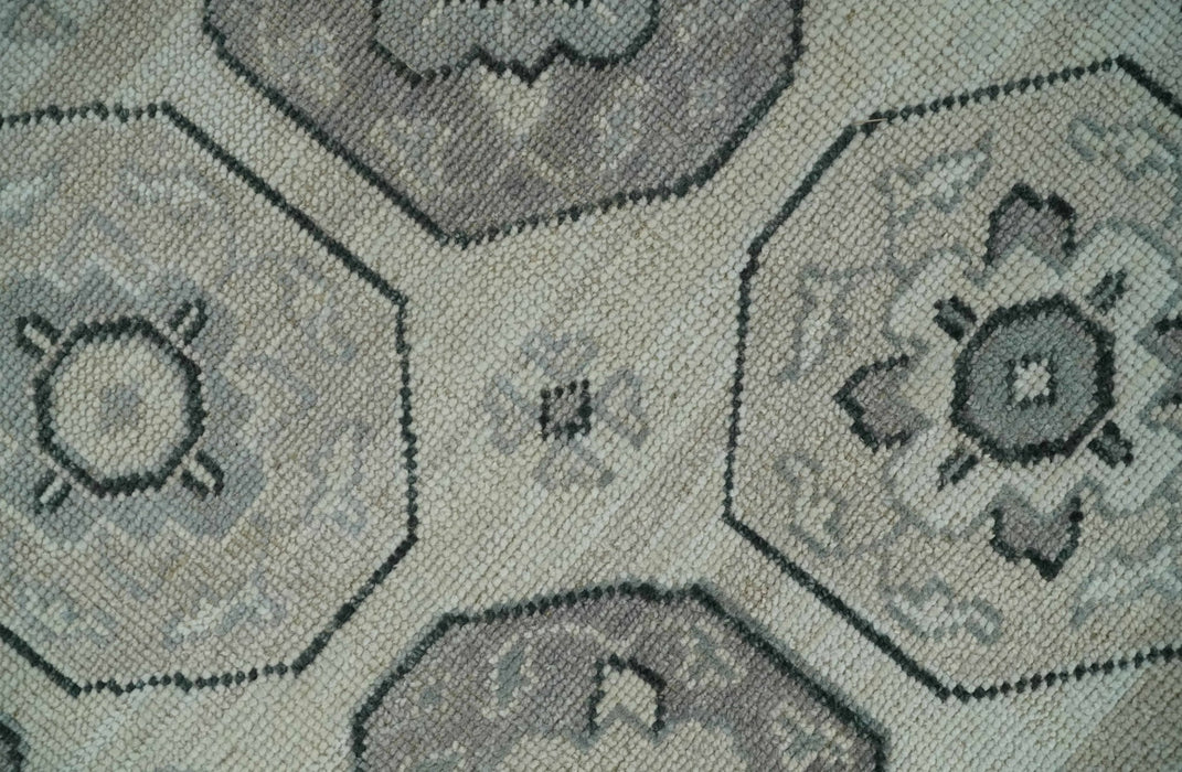 8x10 Hand Knotted Silver, Beige and Gray Traditional Low Pile Area Rug