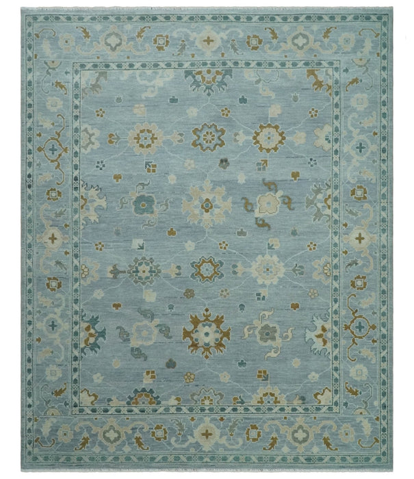 Antique Blue And Brown Hand Knotted Traditional Turkish Style Area Rug