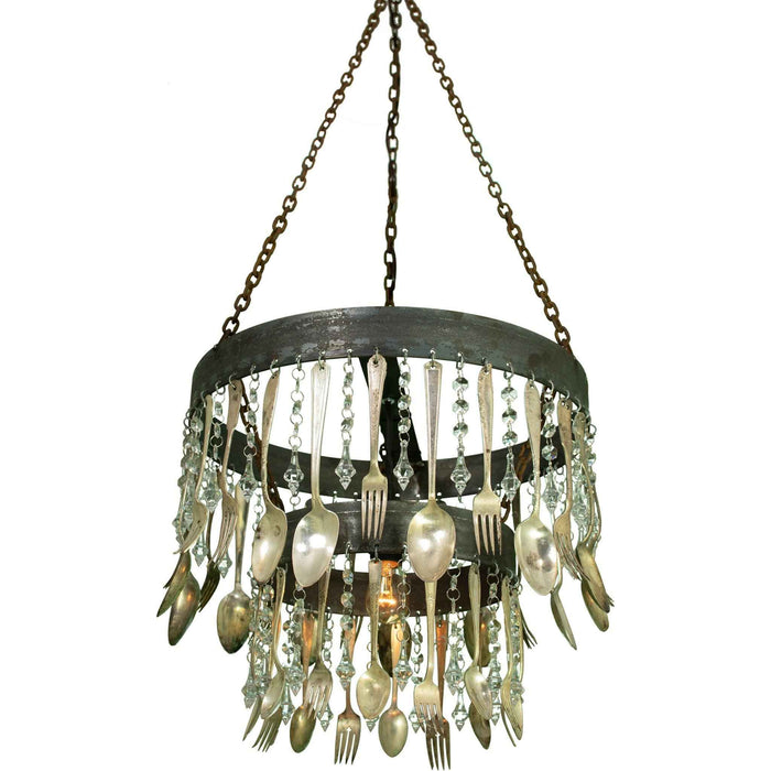 Antique Spoon & Crystal Chandelier
