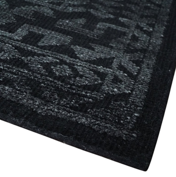 Antique Style Black and Silver 8.4x9.8 hand knotted Traditional wool Area rug