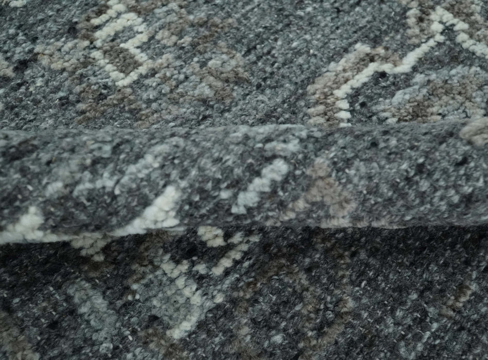 Antique Style Charcoal and Ivory 8x10 hand knotted Oushak wool Area rug