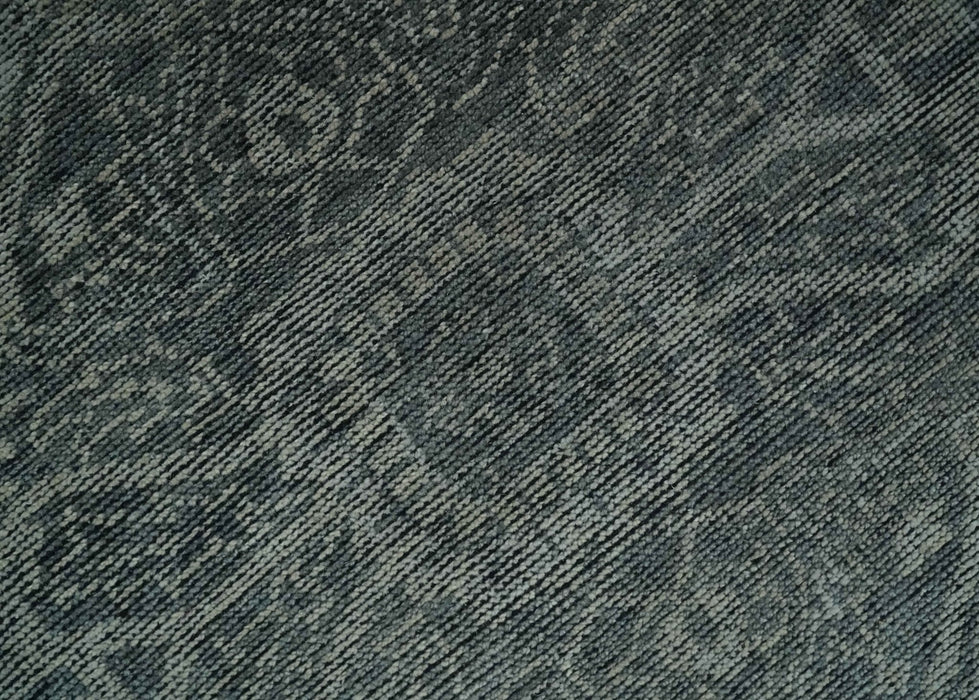 Antique Style Charcoal and Silver Traditional Heriz Medallion 8x10 wool Area Rug