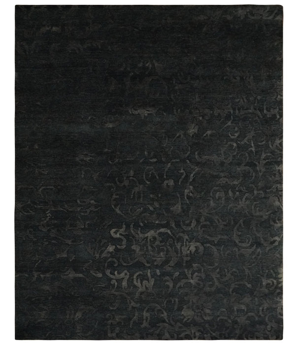 Antique Style Charcoal, Gray and Silver 8x10 Hand knotted wool Area Rug