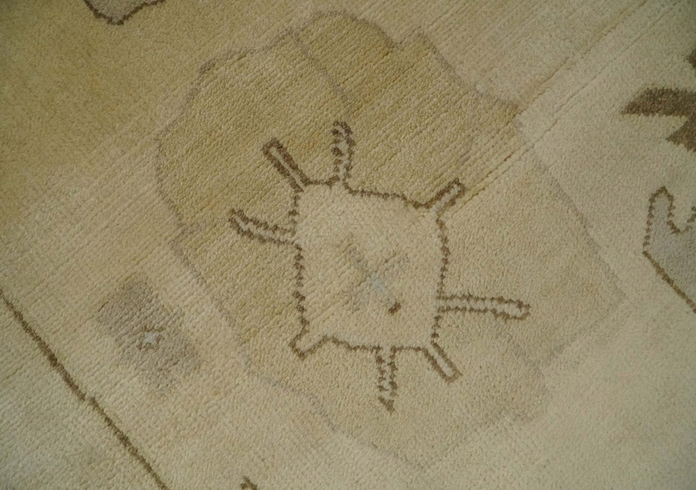 Antique Style Fine 9x13 Hand Knotted Beige, Silver and Brown Traditional Wool Rug