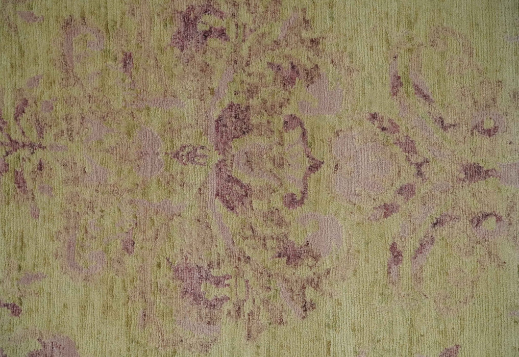 Antique Style Floral Mustard and Purple 3x5 Hand knotted wool Area Rug