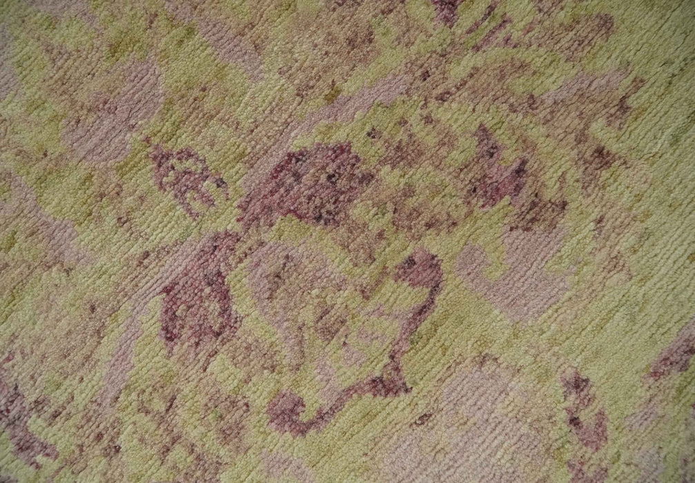 Antique Style Floral Mustard and Purple 3x5 Hand knotted wool Area Rug
