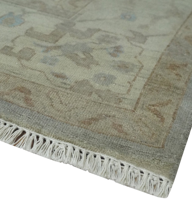 Antique style Gray and Beige 9x12 Hand knotted Oushak wool Area Rug