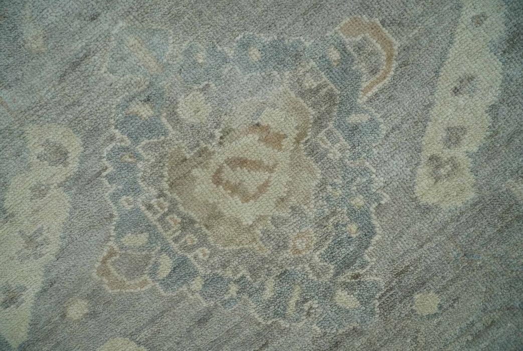 Antique style Gray and Beige 9x12 Hand knotted Oushak wool Area Rug