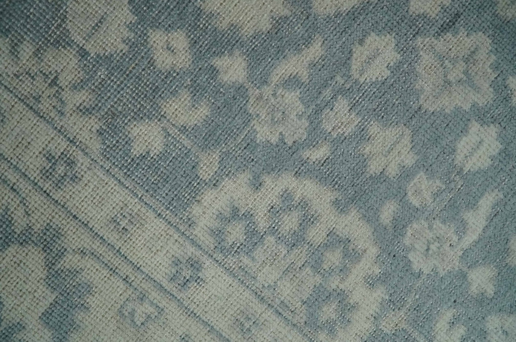 Antique Style Ivory and Charcoal Hand Knotted Traditional Oushak 2x4 wool Bedside Rug