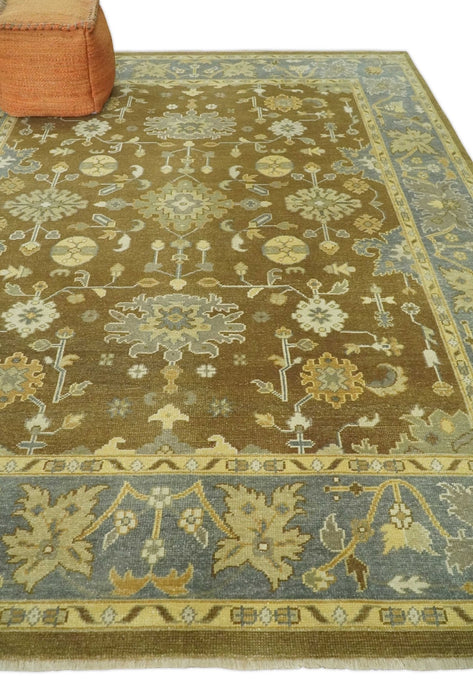 Antique Turkish Oushak 8x10 Hand Knotted Brown and Gray Persian Rug | AC23810