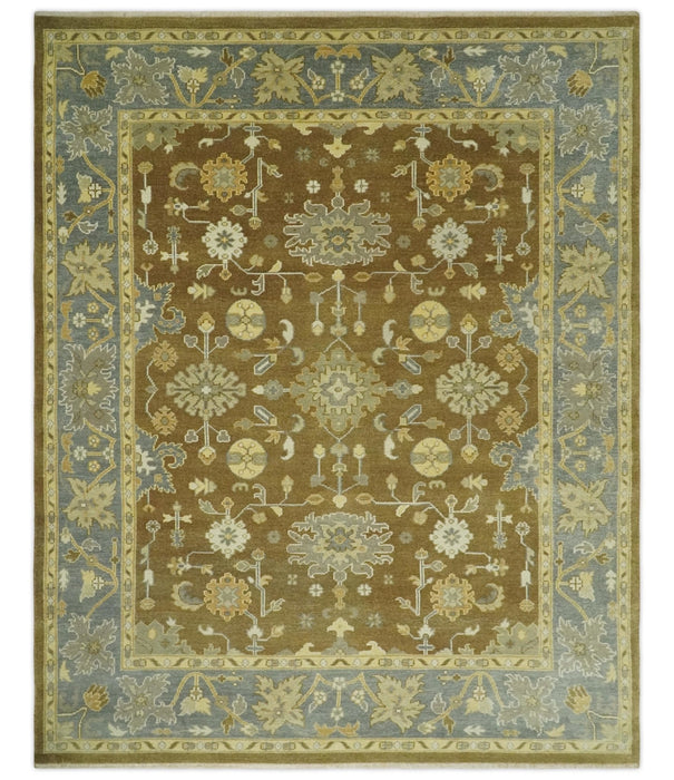 Antique Turkish Oushak 8x10 Hand Knotted Brown and Gray Persian Rug | AC23810