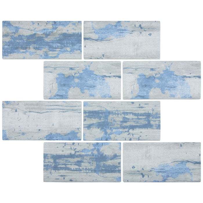 Aspen 3"x6" on 11.5"x11.5" Mesh Glass Mosaic Tile Bark Series - Aquatica Collection