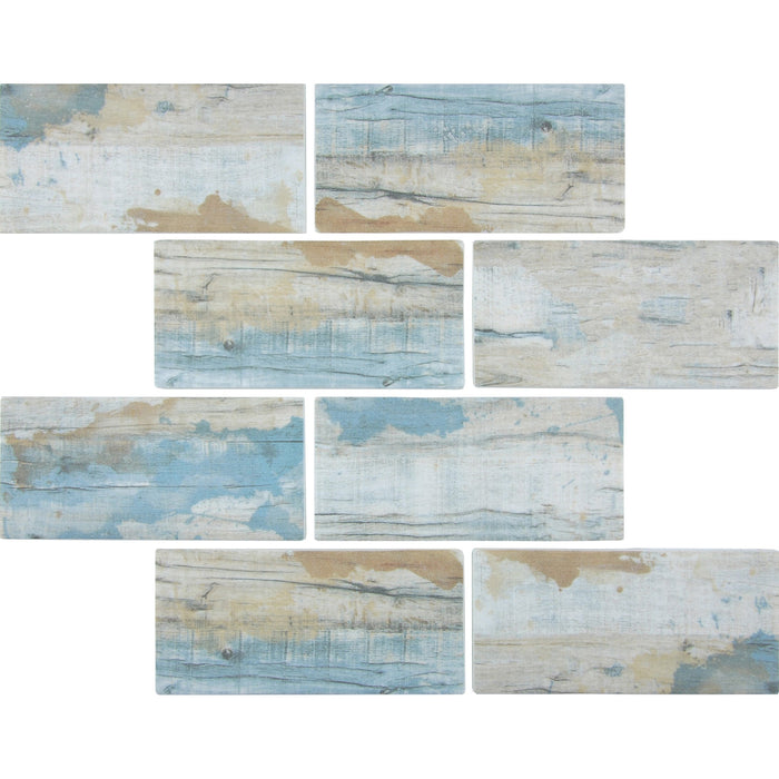 Bay 3"x6" on 11.5"x11.5" Mesh Glass Mosaic Tile Bark Series - Aquatica Collection