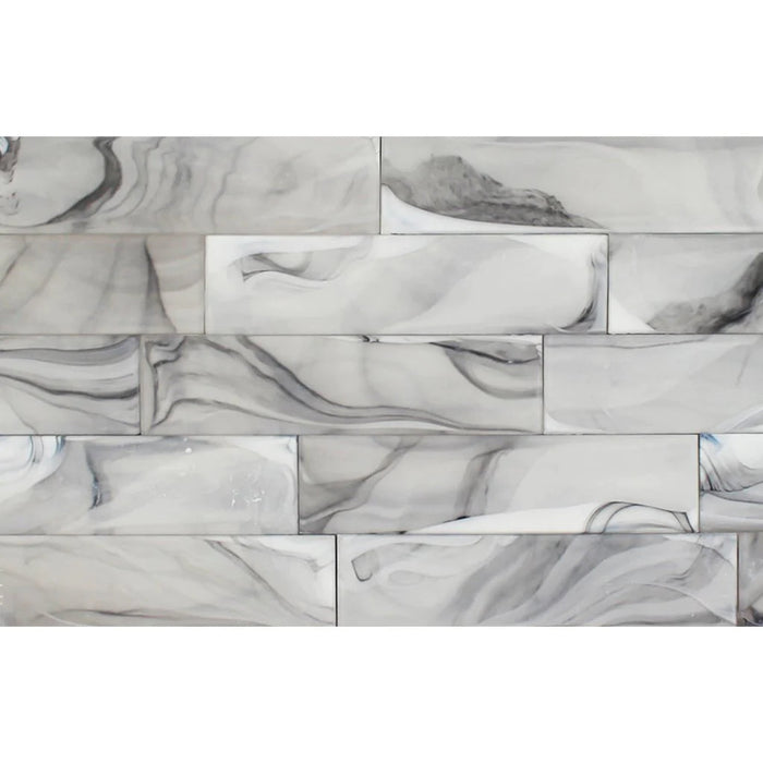 Nimbus Grey 3"x12" Glass Subway Tile Clouds 2.0 Series - Aquatica Collection