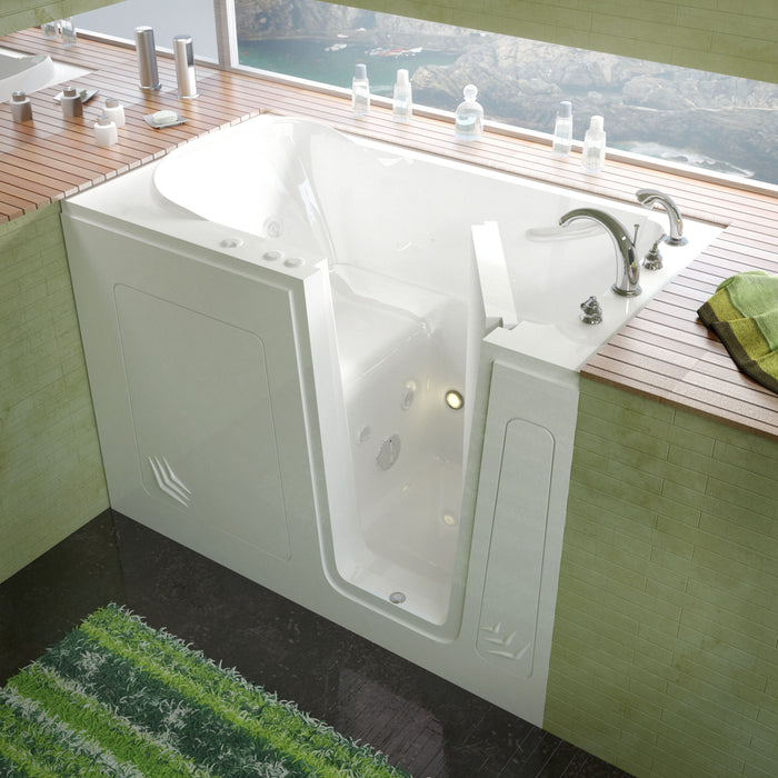 MediTub Walk-In 30 x 54 Right Drain White Whirlpool Jetted Walk-In Bathtub