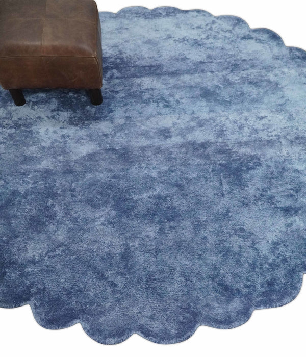Art Silk 6x6 Round Modern Solid Violet Rug,  entryway, bedside, living room rug | VIS1