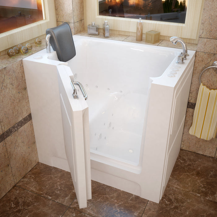 MediTub Walk-In 27 x 39 Right Drain White Whirlpool & Air Jetted Walk-In Bathtub