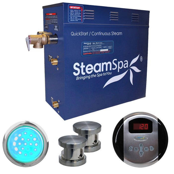 SteamSpa Indulgence 12 KW QuickStart Acu-Steam Bath Generator Package in Brushed Nickel