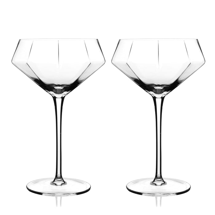 Seneca Diamond Crystal Martini Glasses Set of 2