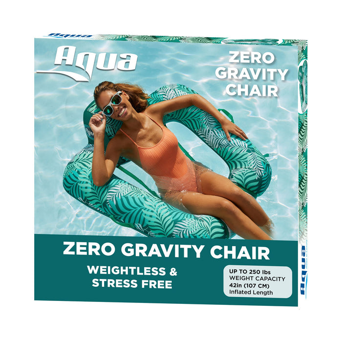 Aqua Zero Gravity Inflatable Pool Chair Lounge Float, Teal Fern Green (2 Pack)