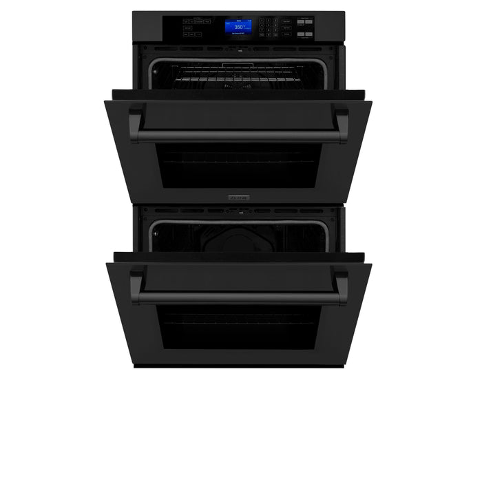 ZLINE Kitchen Appliance Package with 36 in. Black Stainless Steel Rangetop and 30 in. Double Wall Oven, 2KP-RTBAWD36