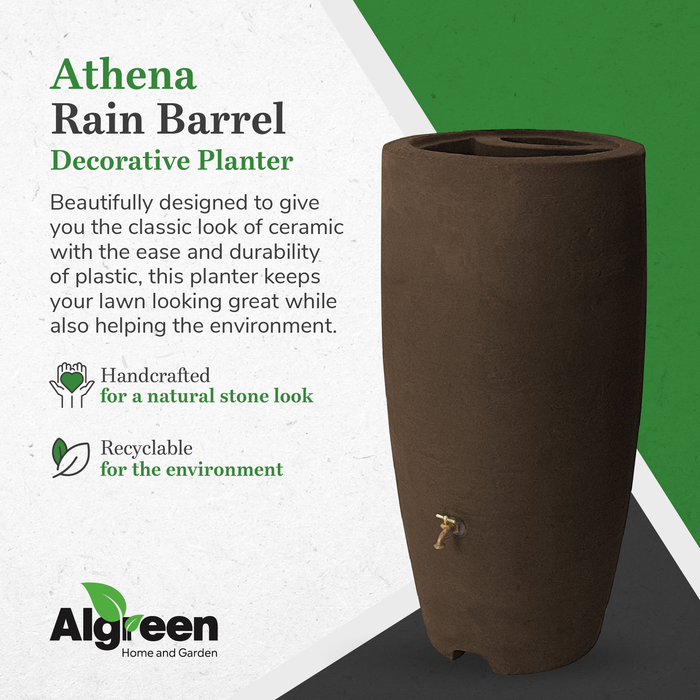 Algreen Athena 80 Gallon Rain Water Collection Drum Barrel, Brownstone (2 Pack)