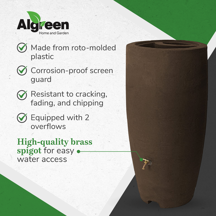 Algreen Athena 80 Gallon Rain Water Collection Drum Barrel, Brownstone (2 Pack)