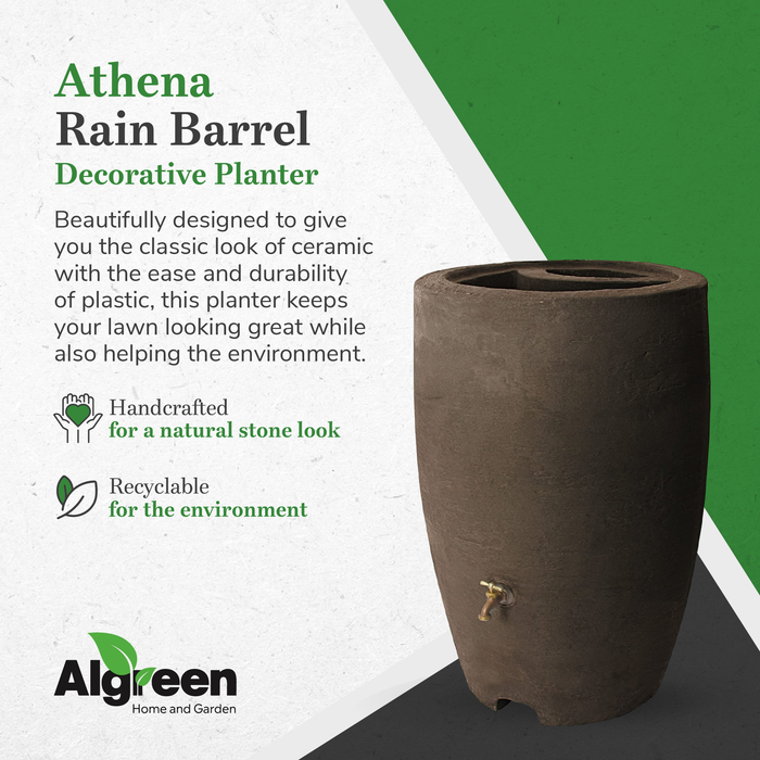 Algreen Athena 50 Gallon Plastic Rain Water Collection Drum Barrel (2 Pack)