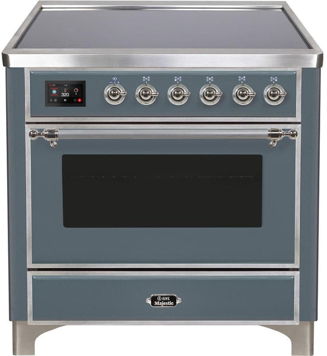 ILVE Majestic II 36" Induction Range with Element Stove and Electric Oven in Blue Grey with Chrome Trim, UMI09NS3BGC