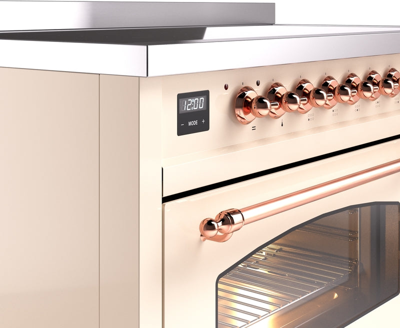 ILVE Nostalgie II 48" Induction Range with Element Stove and Electric Oven in Antique White with Copper Trim, UPI486NMPAWP