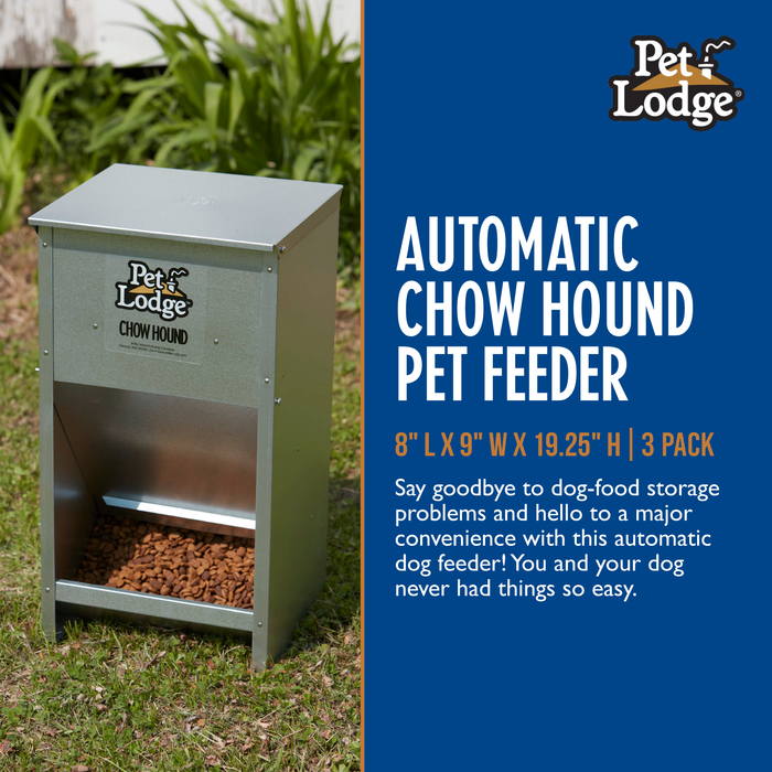 Little Giant Dry Food Automatic Steel Dog Feeder Chow Hound 25 Pound (3 Pack)