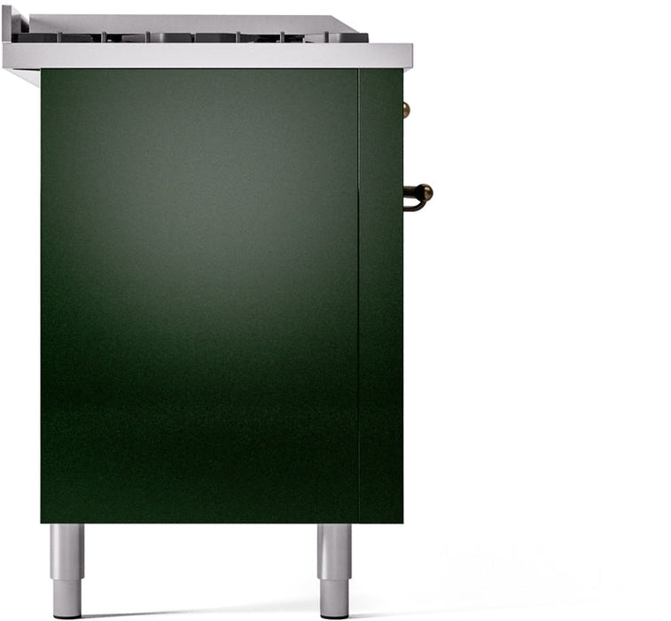 ILVE Nostalgie II 60" Dual Fuel Natural Gas Range in Emerald Green with Bronze Trim, UP60FSNMPEGB