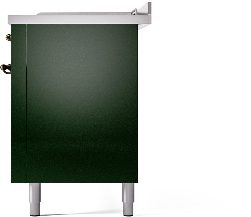 ILVE Nostalgie II 60" Dual Fuel Natural Gas Range in Emerald Green with Bronze Trim, UP60FSNMPEGB