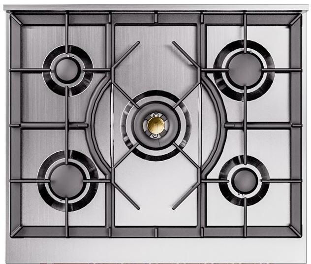 ILVE Nostalgie II 30" Dual Fuel Natural Gas Range in Stainless Steel with Copper Trim, UP30NMPSSP