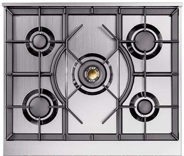 ILVE Nostalgie II 30" Dual Fuel Natural Gas Range in Blue Grey with Brass Trim, UP30NMPBGG