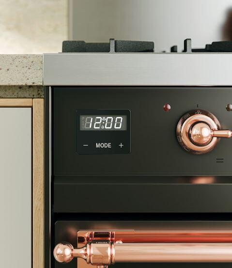 ILVE Nostalgie II 30" Dual Fuel Propane Gas Range in Matte Graphite with Copper Trim, UP30NMPMGPLP