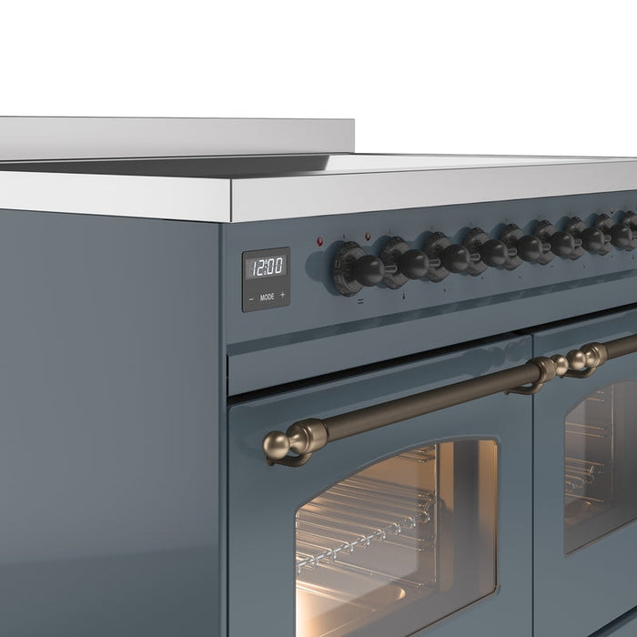 ILVE Nostalgie II 40" Induction Range with Element Stove and Electric Oven in Blue Grey with Bronze Trim, UPDI406NMPBGB