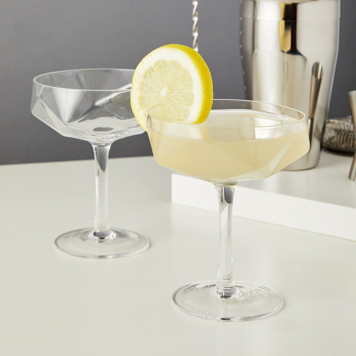 Seneca Faceted Coupe Glasses Set of 2