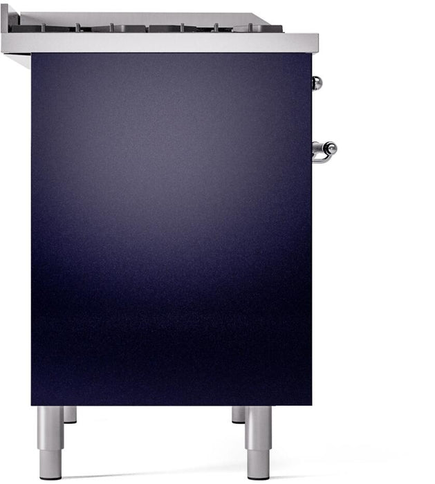 ILVE Nostalgie II 40" Dual Fuel Natural Gas Range in Blue with Chrome Trim, UPD40FNMPMBC