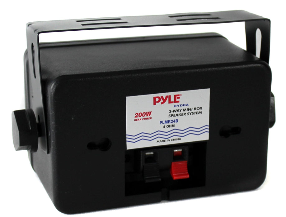 Pyle PLMR24B 3.5" 200 Watt 3-Way Weather Proof Mini Box Speakers (Refurbished)