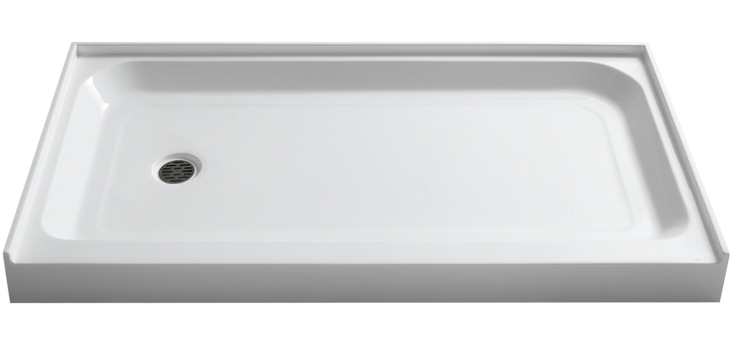 Tier 32 x 60  in. Left Drain Single Threshold Shower Base in White