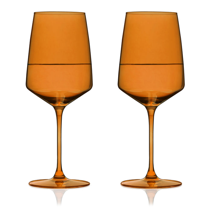 Reserve Nouveau Crystal Wine Glasses in Amber Set of 2