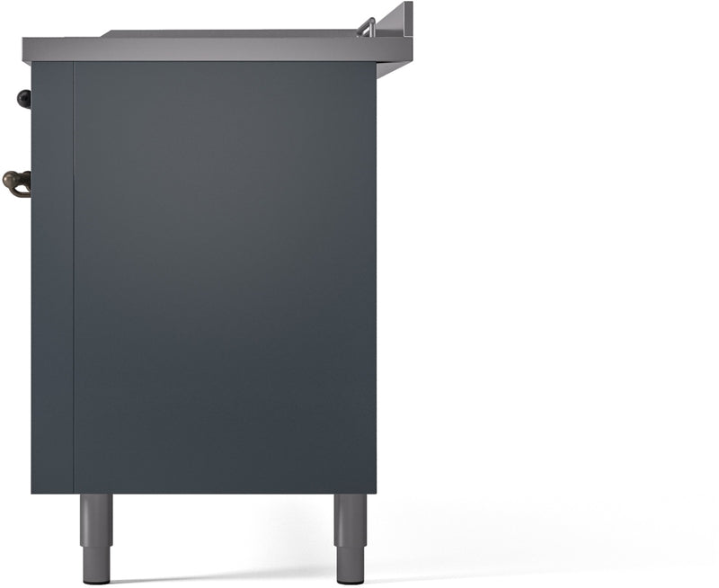 ILVE Nostalgie II 60" Dual Fuel Natural Gas Range in Blue Grey with Bronze Trim, UP60FSNMPBGB