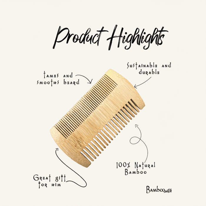 Bamboo Beard Comb | Double-Sided