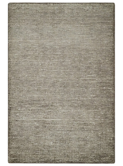 Bamboo Silk 2x3 Hand Knotted Solid Brown Rug, Low Pile, No Shedding | N6123