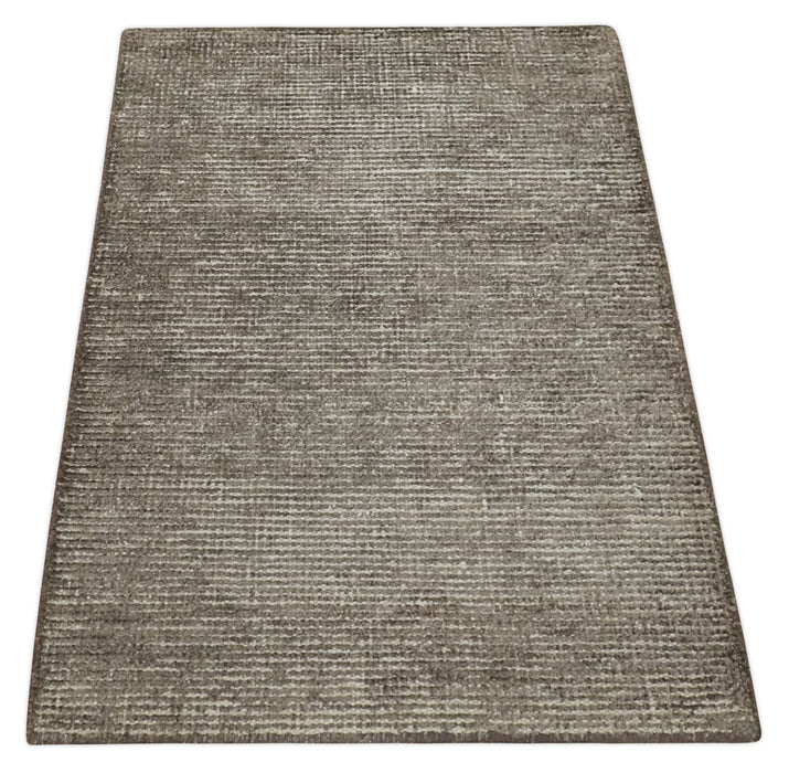 Bamboo Silk 2x3 Hand Knotted Solid Brown Rug, Low Pile, No Shedding | N6123